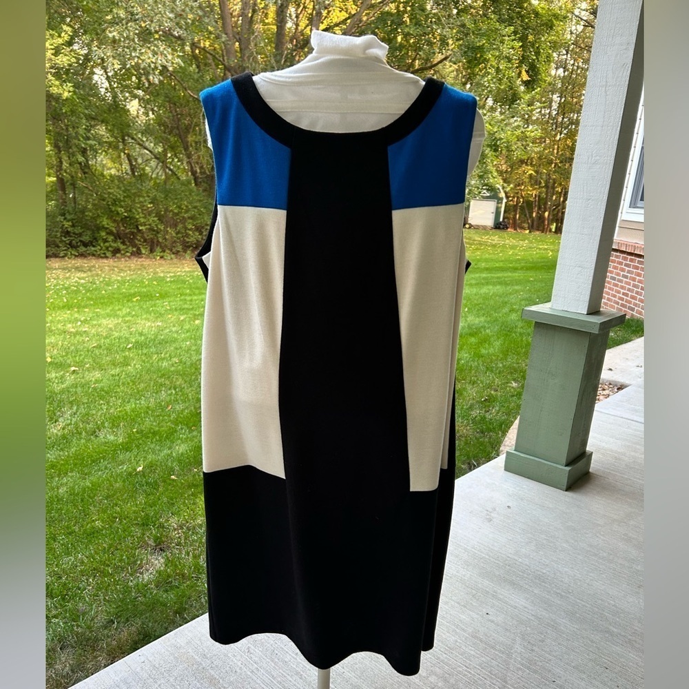 ☀️Signature by Sangria Colorblock Midi Dress - Blue, Black, Cream